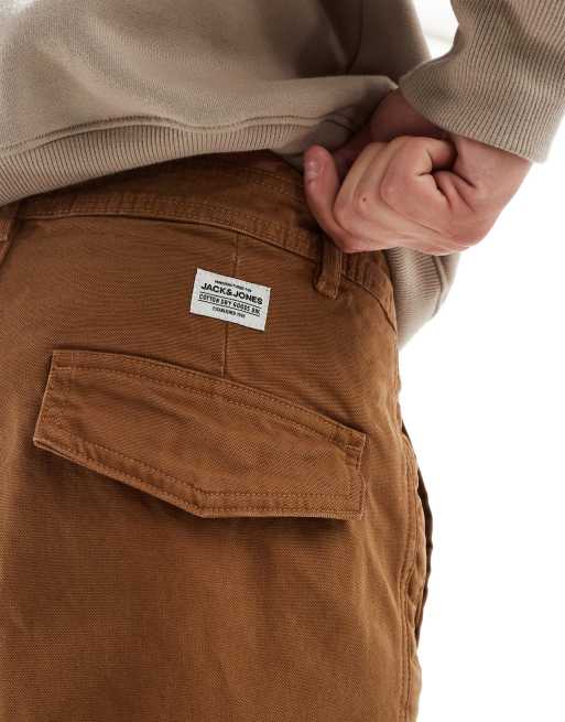Jack & Jones loose fit multi pocket cargo pants in tan | ASOS