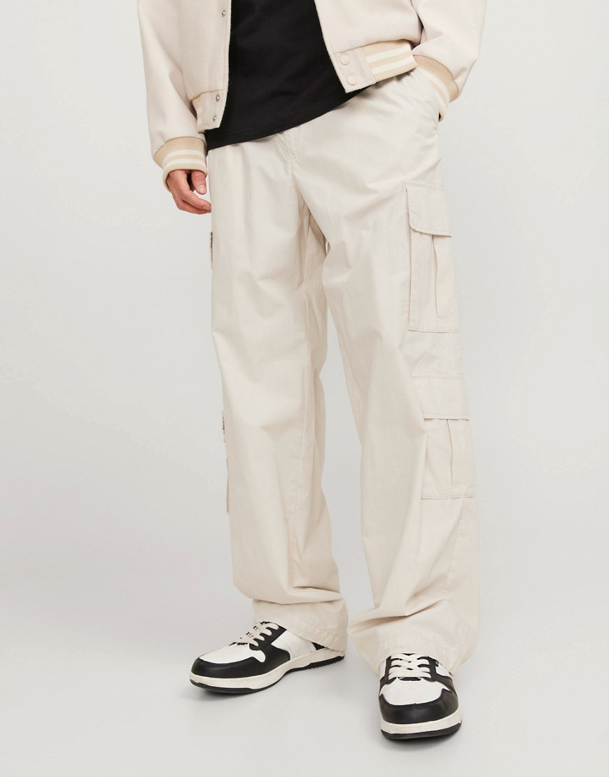 loose fit pants with double pocket in beige-Neutral