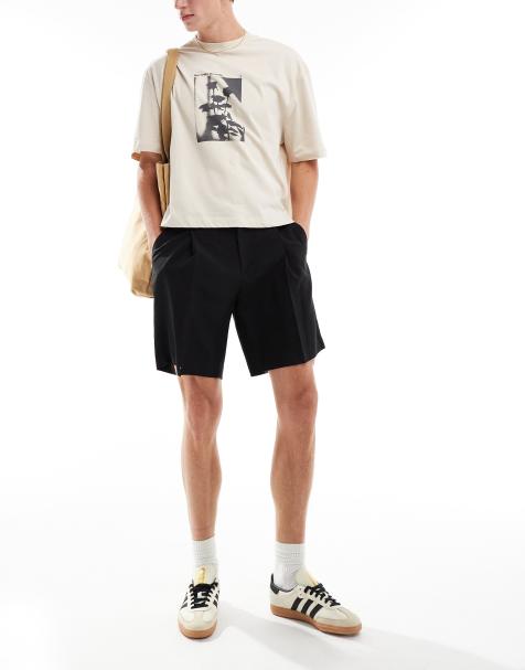 Jack & Jones loose fit pleated tailored short in black  - view 1