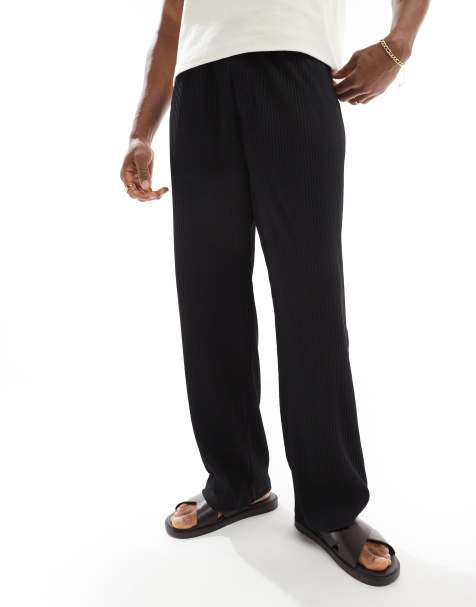 Jack & Jones loose fit plisse jogger in black - view 1