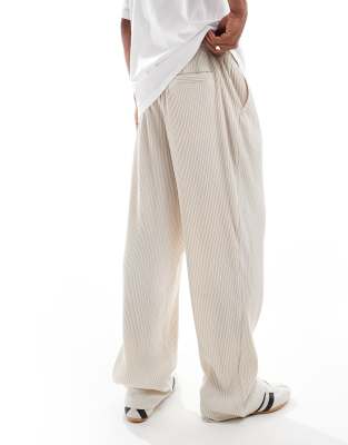 Jack & Jones Loose Fit Plisse Sweatpants In White