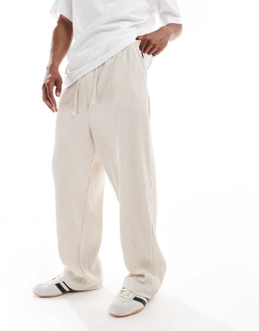 Jack Jones loose fit plisse sweatpants in cream ASOS