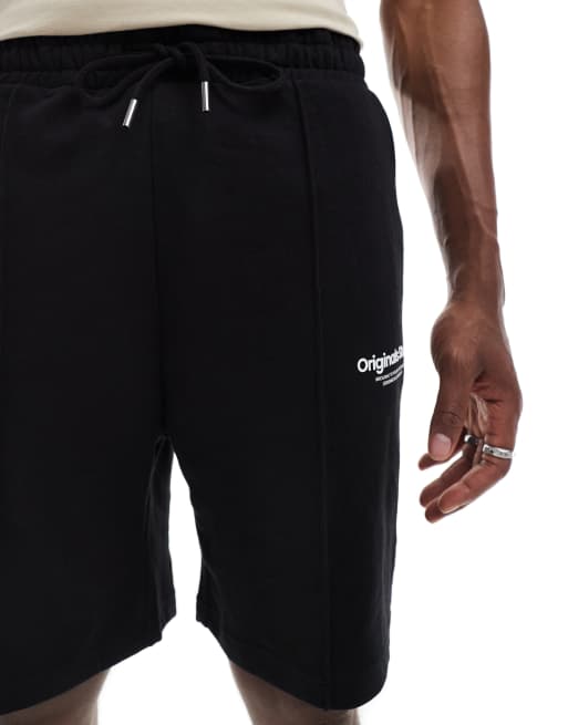 Jack & Jones loose fit sweatshirt fabric shorts in black    