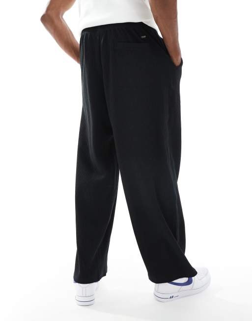 Jack & Jones loose fit textured trackies in black