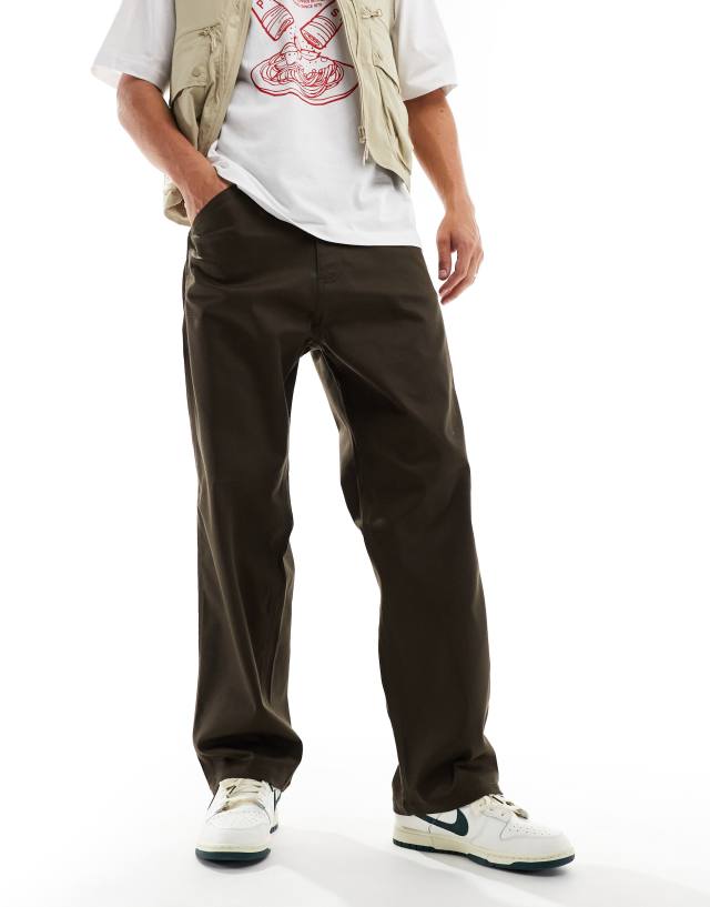 Jack & Jones - loose fit workwear chino trouser in chocolate brown