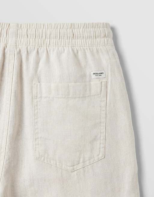 Jack & Jones loose linen mix drawstring pants in beige, 9 of 9