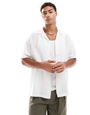 Jack & Jones Loose Linen Shirt In White