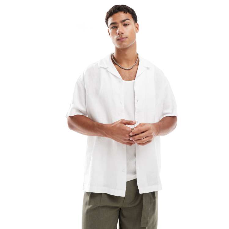 Jack & Jones loose linen shirt in white | ASOS