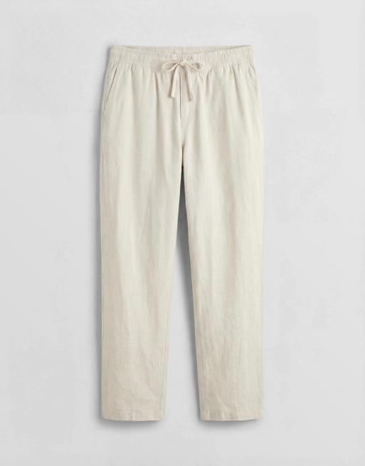 Jack & Jones - Losse broek van linnenmix met trekkoord in beige, 6 van 7