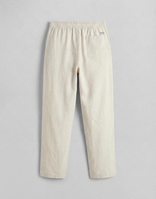 Jack & Jones - Losse broek van linnenmix met trekkoord in beige, 7 van 7