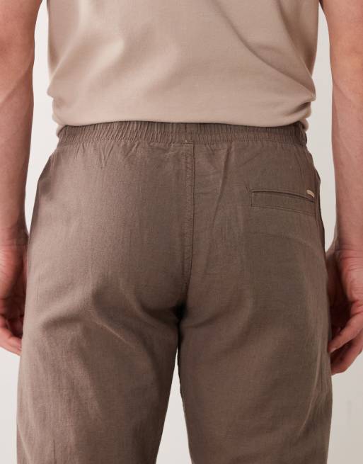 Jack & Jones - Losse broek van linnenmix met trekkoord in de taille in bruin, 4 van 5