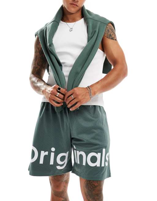 Jack & Jones - Losvallende basketbalshort in groen 