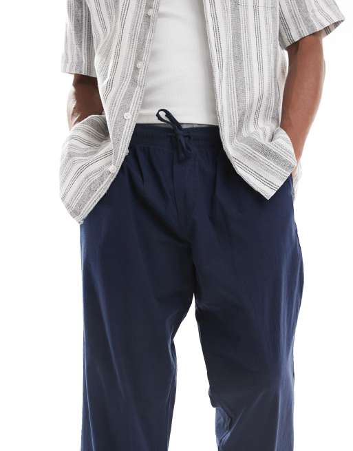 Jack & Jones - Losvallende broek van linnenmix in marineblauw, 3 van 5