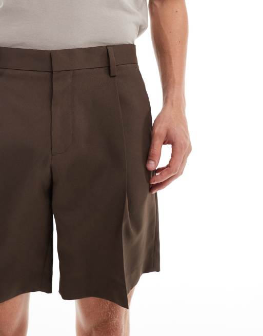 Jack & Jones - Losvallende geplooide elegante short in bruin, 5 van 5