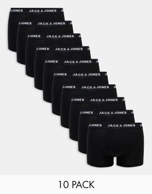 Jack & Jones - Lot de 10 boxers - Noir