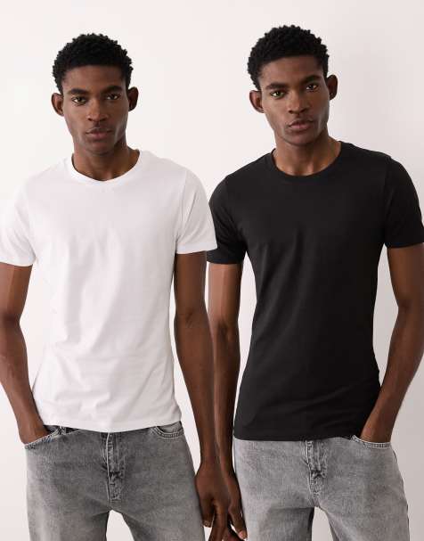 Jack & Jones - Lot de 2 t-shirts moulants - Blanc et noir - view 1
