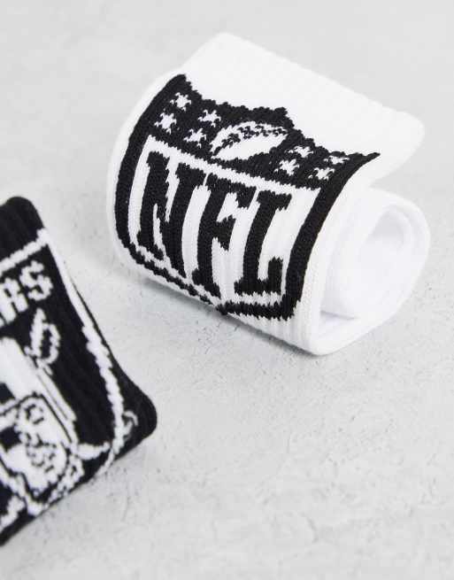 Jack & Jones - Lot de 2 paires de chaussettes imprimées Raiders et NFL - Noir et blanc, 4 de 4