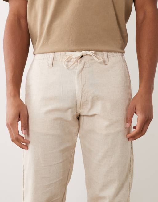 Jack & Jones - Lot de 2 pantalons chino amples en lin mélangé avec cordon de serrage - Crème et noir, 4 de 5