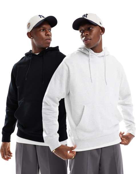 Jack & Jones - Lot de 2 sweats à capuche ultra oversize - Noir et blanc chiné - view 1