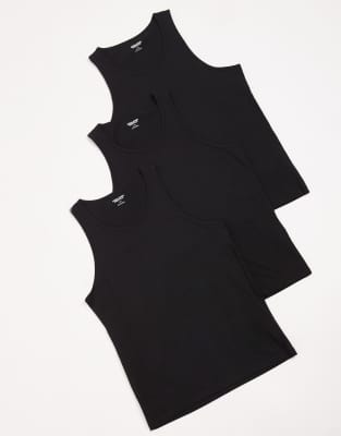 Jack & Jones - Lot de 3 débardeurs basiques - Noir
