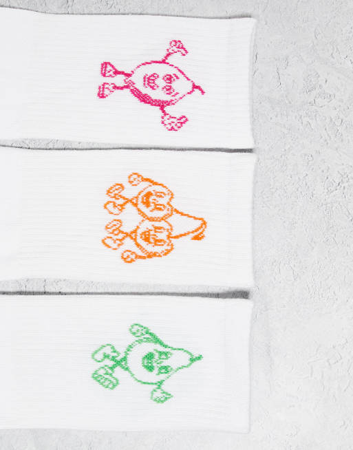 Jack & Jones - Lot de 3 paires de chaussettes à imprimé fruits - Blanc, 2 de 3