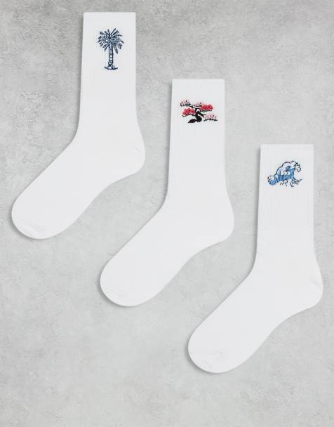 Jack & Jones - Lot de 3 paires de chaussettes de tennis - Imprimé palmier, fleurs et vagues - view 1