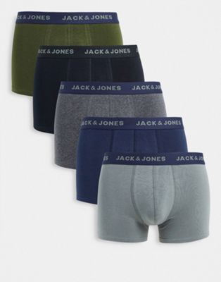 Sous-vêtements et chaussettes Jack & Jones - Lot de 5 boxers à taille bleu marine - Multicolore