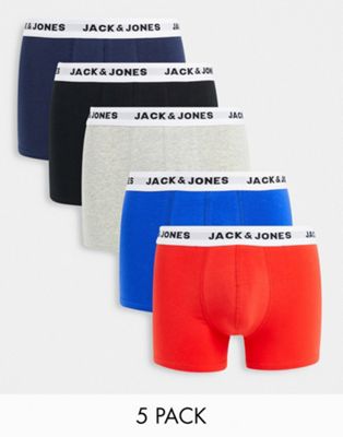 Sous-vêtements et chaussettes Jack & Jones - Lot de 5 boxers à taille contrastante - Multicolore