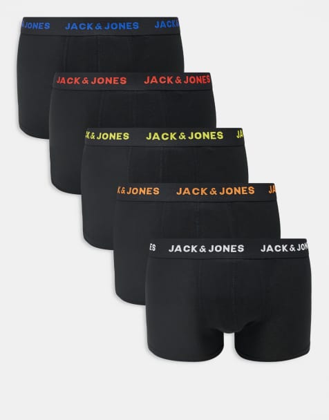 Jack & Jones - Lot de 5 boxers avec taille contrastante - Noir varié - view 1