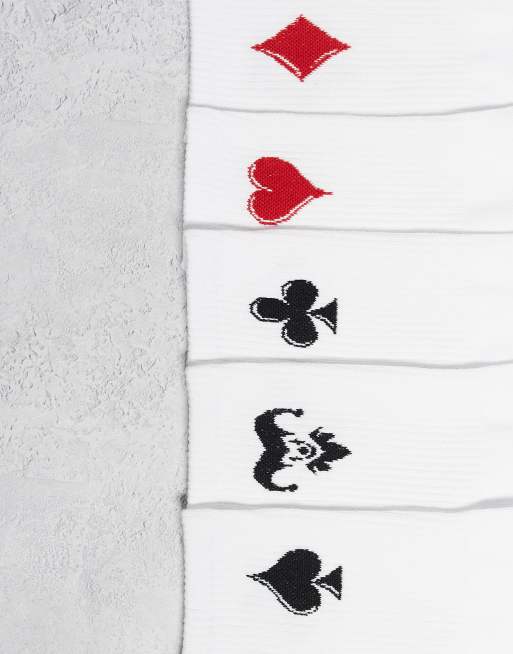 Jack & Jones - Lot de 5 paires de chaussettes à imprimé cartes - Blanc, 2 de 3