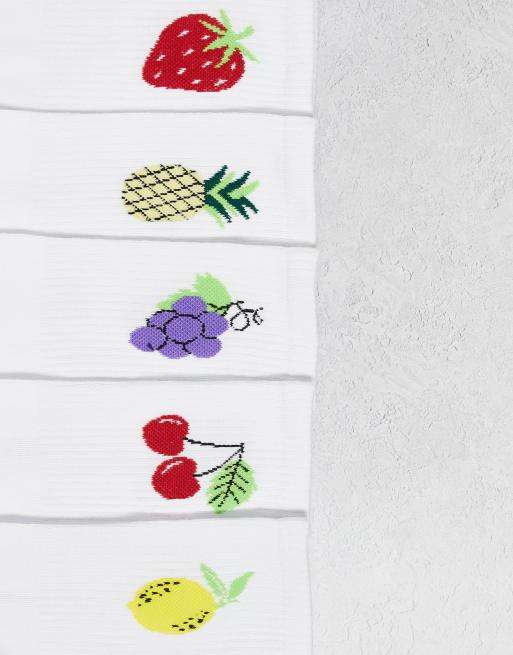 Jack & Jones - Lot de 5 paires de chaussettes à imprimé fruits - Blanc, 2 de 3