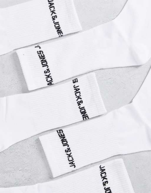 Jack & Jones - Lot de 5 paires de chaussettes de sport à logo - Blanc, 4 de 4