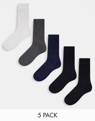 Jack & Jones - Lot de 5 paires de chaussettes en fibre de bambou - Multicolore-Noir