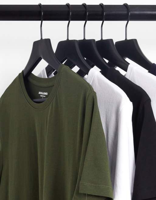 Pack De 5 T-shirts JACK & JONES Homme - Coton, Logo Imprimé, Tailles S à 2XL