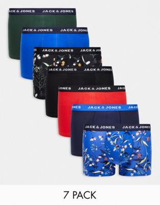 Jack & Jones 7 pack trunks in floral multi - ASOS Price Checker