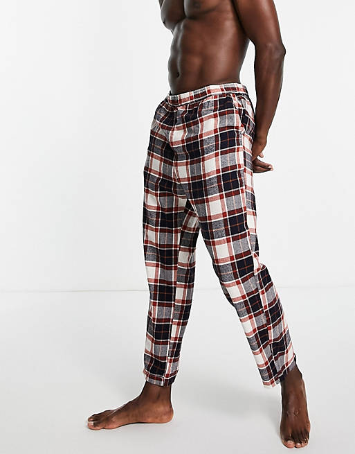 Jack & Jones lounge bottoms in red and navy check