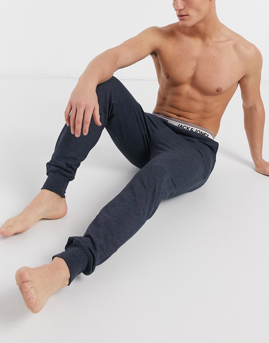 Jack & Jones lounge co-ord jersey bottoms with contrast waistband in navy