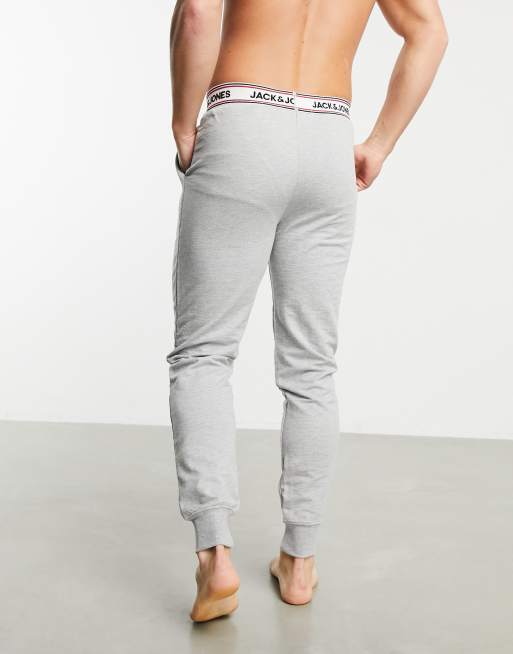 Jack Jones lounge jersey pants with contrast waistband in gray