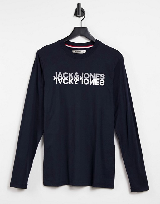 Jack & Jones lounge long sleeve t-shirt in navy