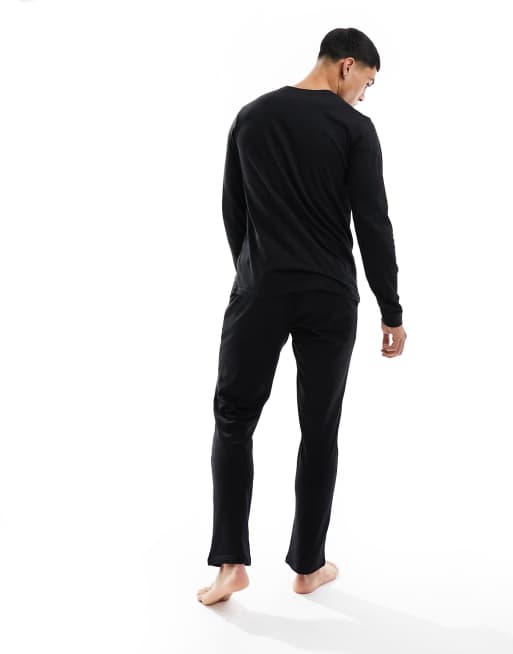 Jack & Jones lounge pants and long sleeve T-shirt set in black