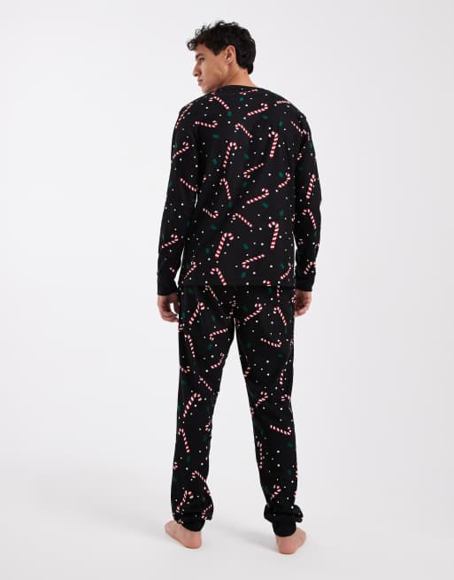 Jack & Jones – Lounge-Set in Schwarz mit Zuckerstangen-Muster, 3 von 5