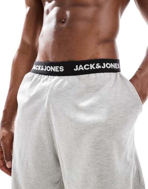 Jack & Jones lounge shorts in gray with contrasting waistband, 2 of 4