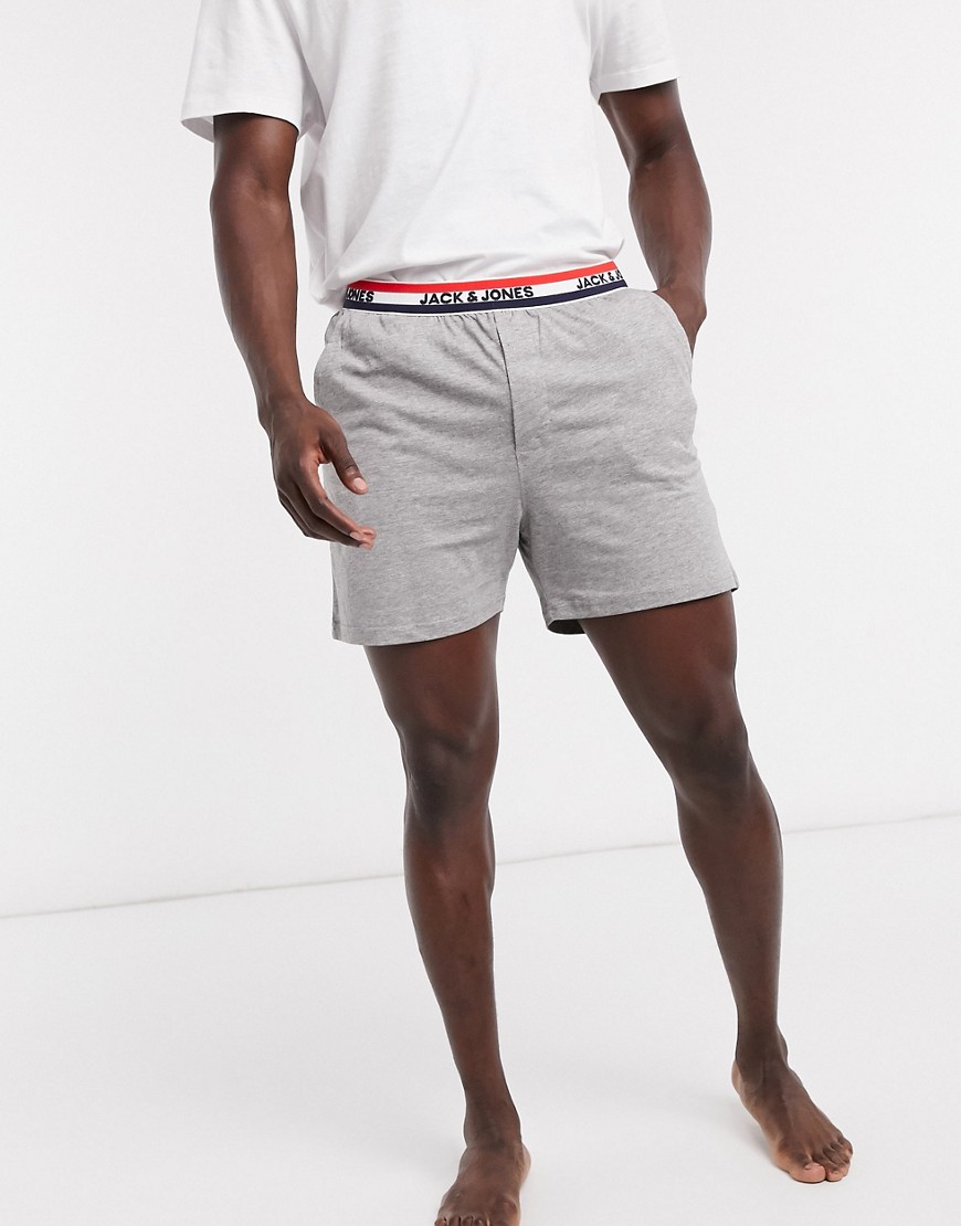Jack & Jones lounge shorts with logo waistband in gray-Grey