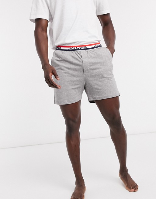 Jack & Jones lounge shorts with logo waistband in grey