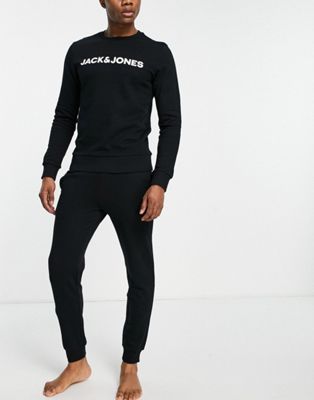 Jack & Jones lounge sweatshirt & joggers set in black