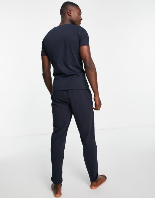 Jack & Jones lounge t-shirt & bottoms set with chest logo in navy, 2 of 4