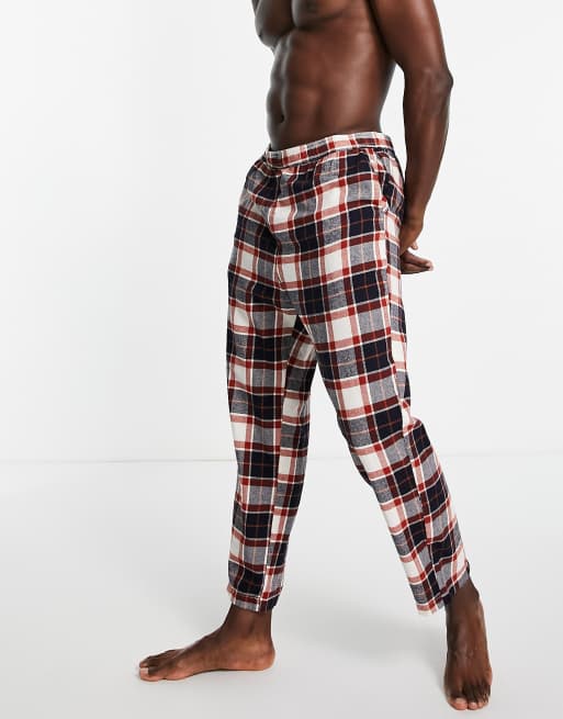 Jack & Jones - Loungebroek met ruitprint in rood en donkerblauw