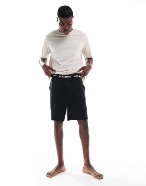 Jack & Jones - Loungeset met T-shirt en short in crème en zwart - view 1