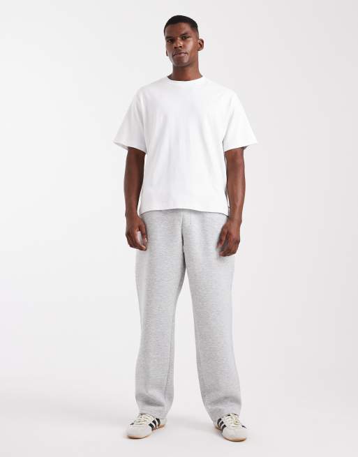 Jack & Jones - Løstsiddende og gråmelerede joggingbukser i scuba-stof
