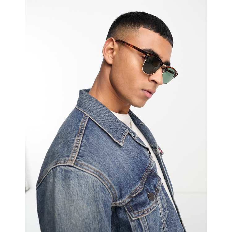 Lunettes De Soleil Vintage Oran Jus Jones - Verres Miroir, Monture Tortue Et Or - Style Rétro